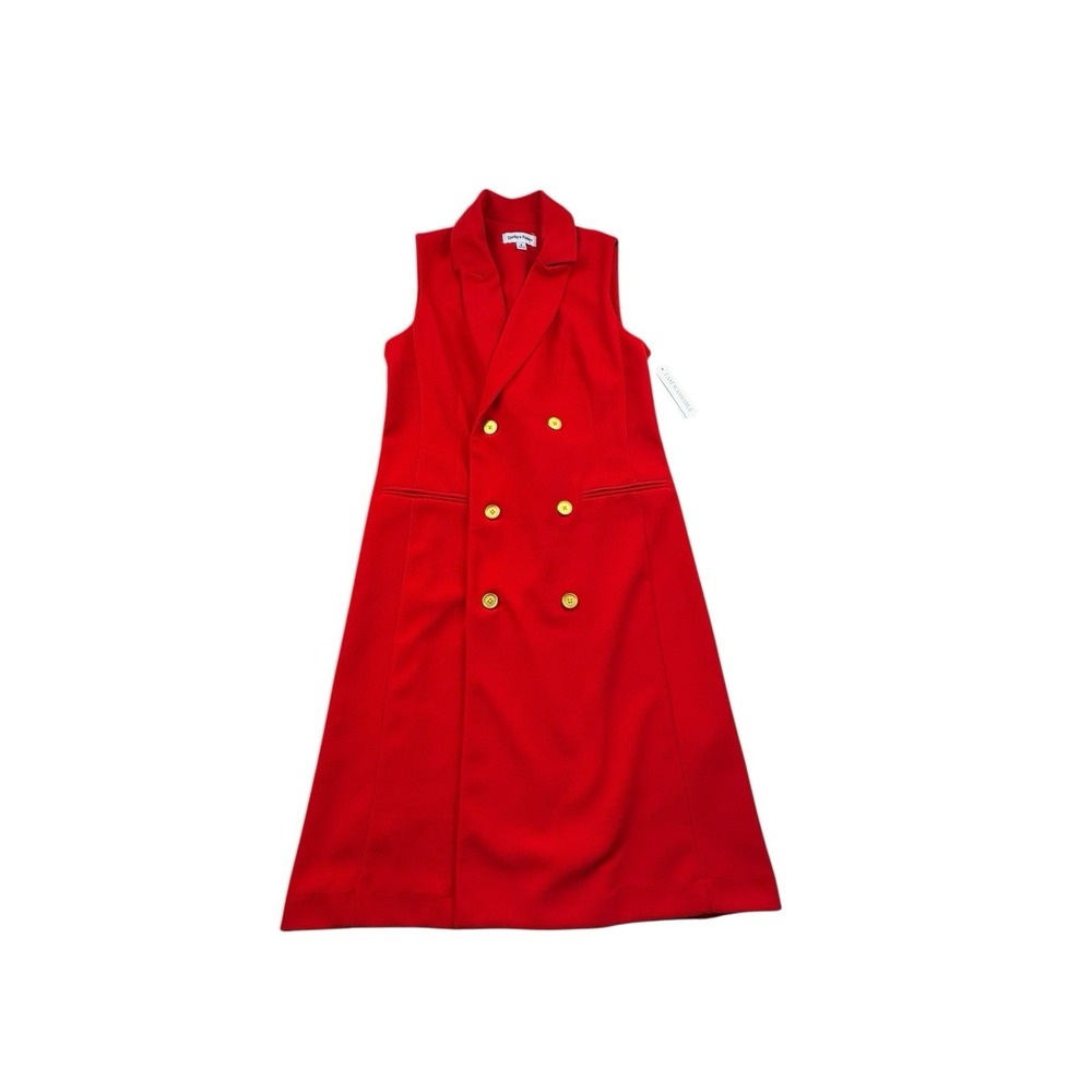 Shelby + Palmer Red Sleeveless Blazer Dress Gold Buttons Size 8‎ NWT